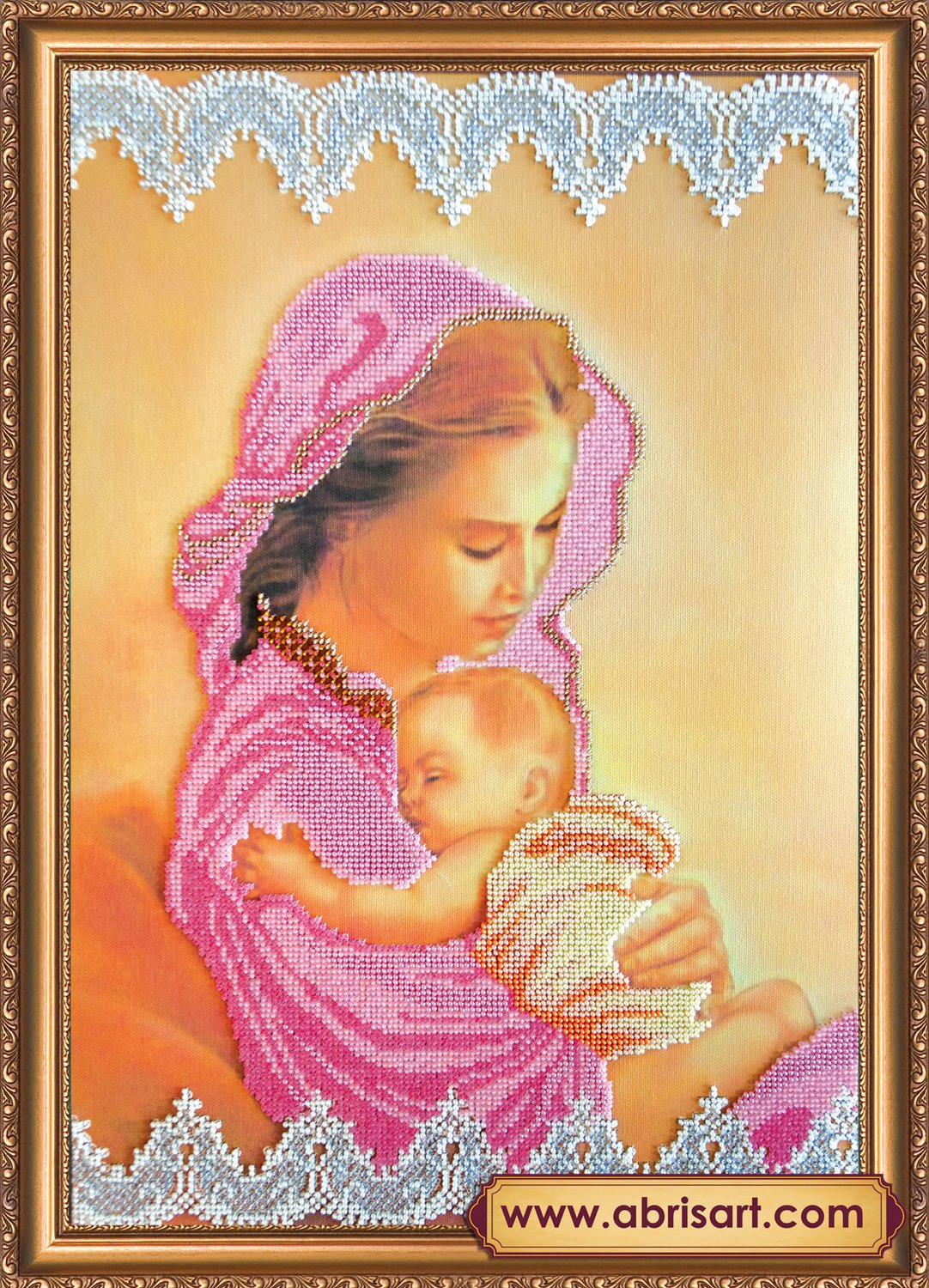 Мать и дитя вышивка бисером Счастье.
