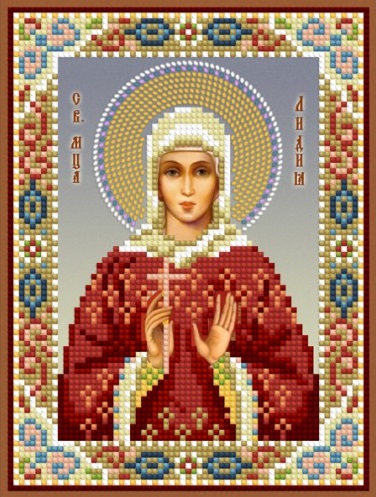 Вышивка Икона Святая Лидия бисером.