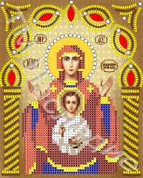 Икона бисером Богородица Знамение вышивка.