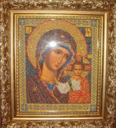 Икона Казанская Божья Матерь готовая вышивка. 