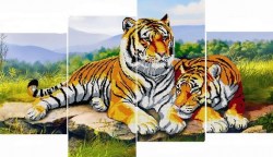 Тигры вышивка модульная картина.