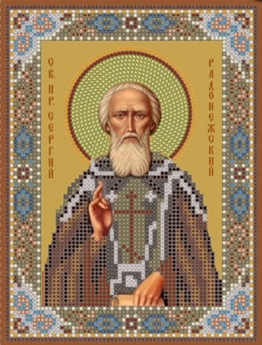 Икона Святой Сергий Радонежский вышивка