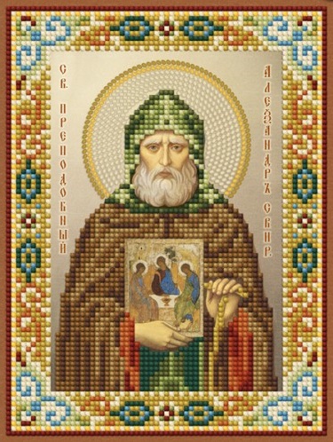 Икона Святой Александр Свирский вышивка.