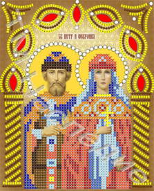 Икона бисером Святые Петр и Феврония вышивка.