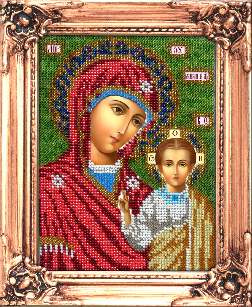 Казанская икона Божией Матери вышивка