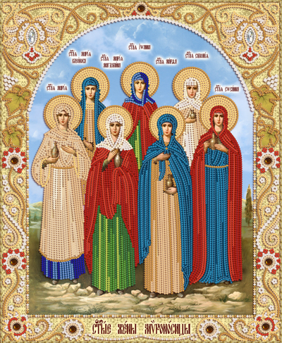 Ikone Saints myrrhbearers икона Святые жены мироносицы освящена 20,5x17,5x1,7 cm 