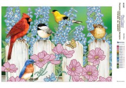 Птички на заборе схема для вышивания бисером