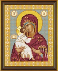 Икона бисером Владимирская Богородица.