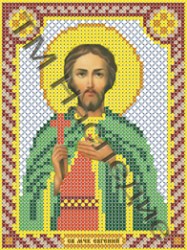 Икона Святой Евгений вышивка бисером.