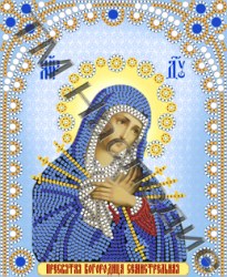 Икона бисером Богородица Семистрельная вышивка.