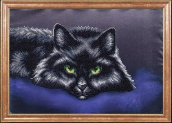 Черный кот вышивка бисером.