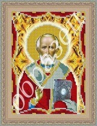 Икона Св. Николай Чудотворец схема для частичной вышивки бисером