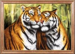 Вышивка пара тигров бисером