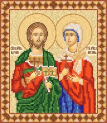 Икона Святые Адриан и Наталия вышивка.