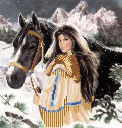 В предгорье вышивка девушка с лошадью.