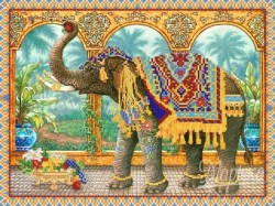 Индийский слон вышивка бисером.