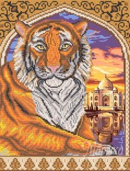 Вышивка Тигр в арке бисером.