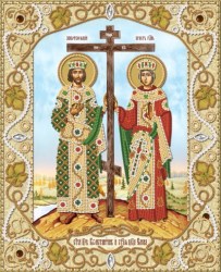 Икона Святые Константин и Елена вышивка 