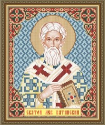 Икона Святой Лев Катанский бисером.
