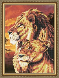 Львы вышивка лев и львица бисером. 