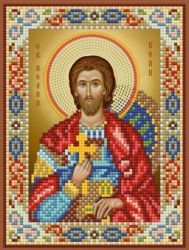 Икона Святой Иоанн воин вышивка