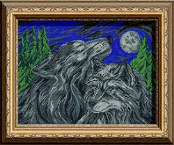 Вышивка волк и волчица 