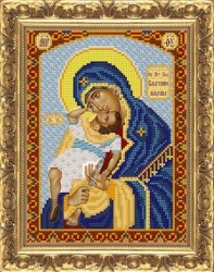 Вышивка бисером Икона Богородицы Взыграние младенца.