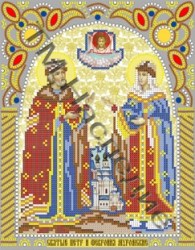 Икона Святые Петр и Феврония бисером.