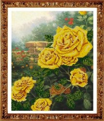 Жолтый жемчуг “Розы” набор для вышивания бисером