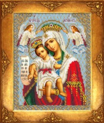 Икона Богородица Милующая Достойно есть  вышивка.