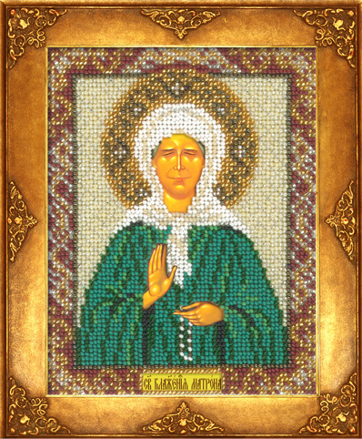 Икона Святая Матрона Московская вышивка.