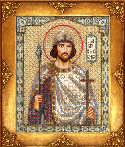 Святой Борис икона бисером.